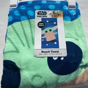 Star Wars Mandalorian Green and Blue Beach Towel